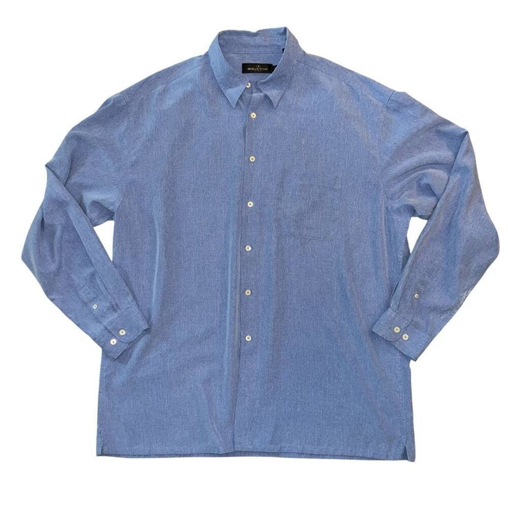 BUGATCHI Men’s Blue Long Sleeve Button Up Top Size XXL